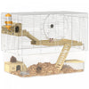 Pawhut Hamster Cage, Transparent Small Animal House With Deep Bottom, Wooden Ramp, Hut, Bathroom And Exercise Wheel For Hamster And Gerbil, 23.2" L X 14" W X 18.5" H, Two Huts