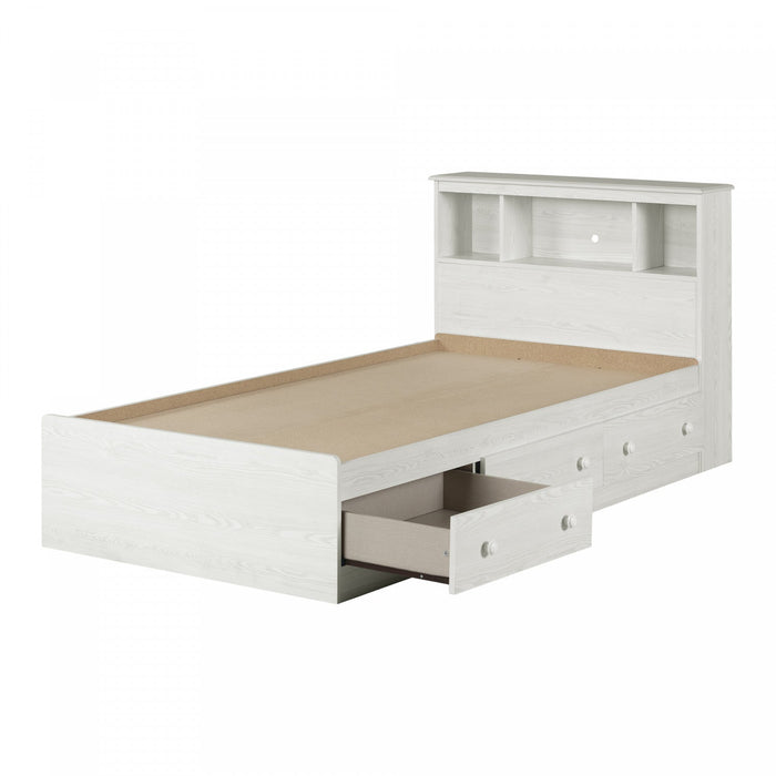 Summer Breeze Storage Bed And Bookcase Headboard Set White Pine - South Shore Twin Bed
