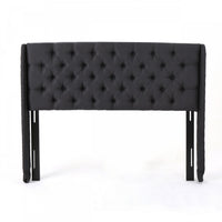 Hansen Upholstered Wingback Headboard With Button Tufting,king Size,black 