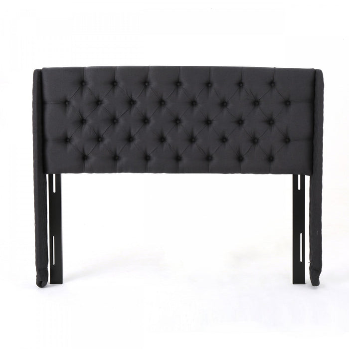 Hansen Upholstered Wingback Headboard With Button Tufting,king Size,black 