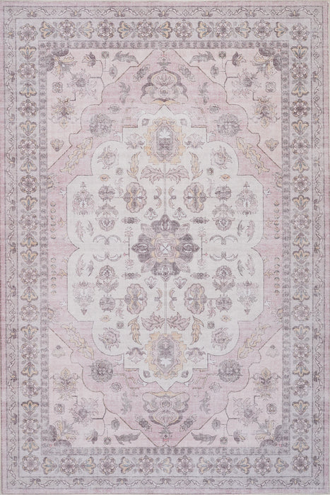 Aqua Pink Washable Non-slip Low Pile Area Rug 5'x7' 