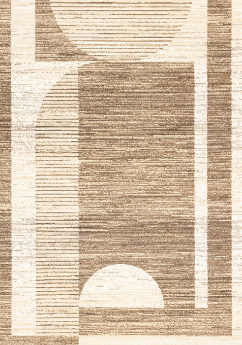 Forte Brown Beige Cream Abstract Geometric Design Area Rug - 7'9\" x 10'6\"