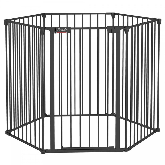 Pawhut 48inch 6-panel Dog Playpen, Foldable Dog Pen, Metal Rabbit Run, Pet Crate Fence With Door For
