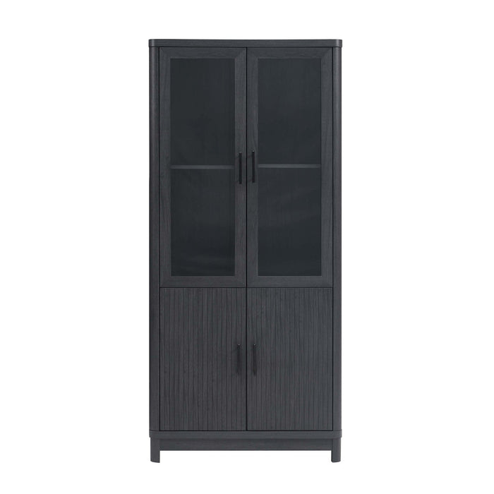 Jodie Mid-Century Modern 31\" Bookcase Cabinet in Charcoal Gray (6-Shelf) 