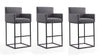 Ambassador Mid-Century Modern Metal Upholstered Barstool in Gray - Set of 3 Bar Stool 