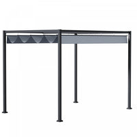 Outsunny 13' X 10' Patio Pergola With Retractable Canopy, Dark Grey