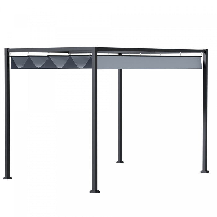 Outsunny 13' X 10' Patio Pergola With Retractable Canopy, Dark Grey