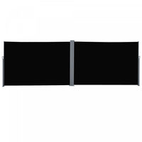 Outsunny Patio Retractable Double Side Awning, Folding Privacy Screen Fence, Privacy Wall Corner Div