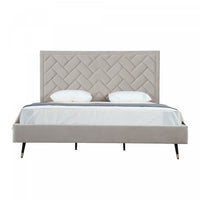 Crosby Modern Upholstered Velvet King Bed in Greige