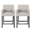 Griffith 26\" Seat Height Counter Stools Set Of 2 With Upholstered Fabric And Solid Wood Legs - Light Grey 