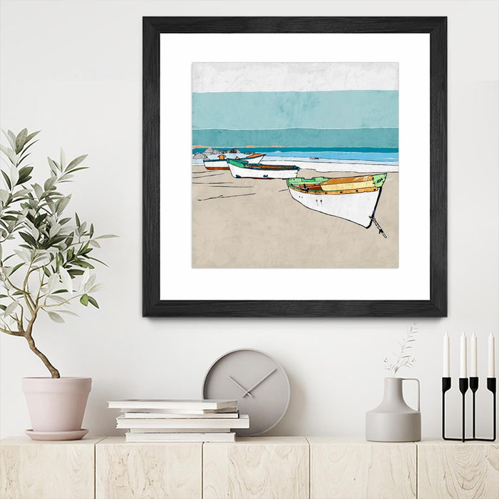 \"Lined Up\" Matted and Framed Black 36x36 Wall Art