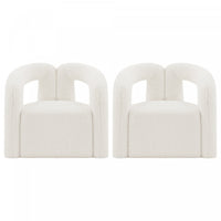 Darian Modern Boucle Lounge Chair in White - Set of 2