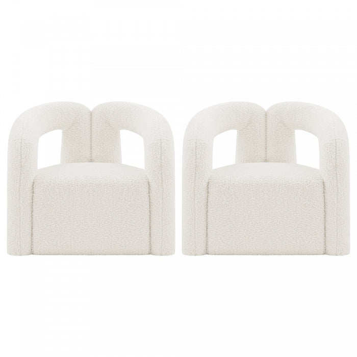 Darian Modern Boucle Lounge Chair in White - Set of 2 