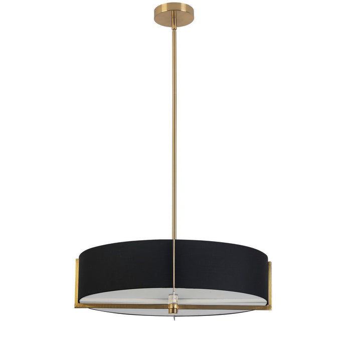 Dainolite Preston 4 Light Pendant 21\" Dia Aged Brass Black Shade Lamp