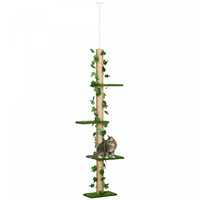 Pawhut 4-tier Floor To Ceiling Cat Tree, Height(80-95inches)adjustable, Tall Cat Tower W/ Anti-slip