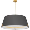Dainolite Preston 4 Light Pendant 33\" Dia Aged Brass Black Fabric Shade Lamp