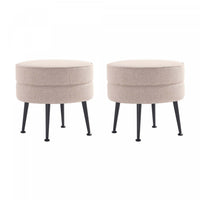 Bailey Mid-Century Modern Upholstered Accent Ottoman in Wheat - Set of 2 