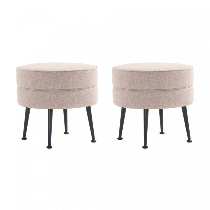 Bailey Mid-Century Modern Upholstered Accent Ottoman in Wheat - Set of 2 