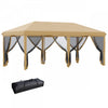 Outsunny 10'x20' Pop Up Canopy Tent With 6 Removable Mesh Sidewalls Beige