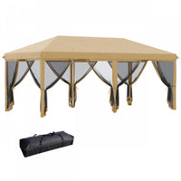 Outsunny 10'x20' Pop Up Canopy Tent With 6 Removable Mesh Sidewalls Beige