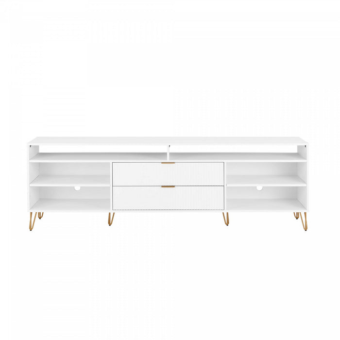 Dumbo Modern 85\" Fluted TV Stand in White 