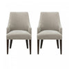 Beever Modern Chenille Wood Armchair in Taupe - Set of 2 Dining Chair 