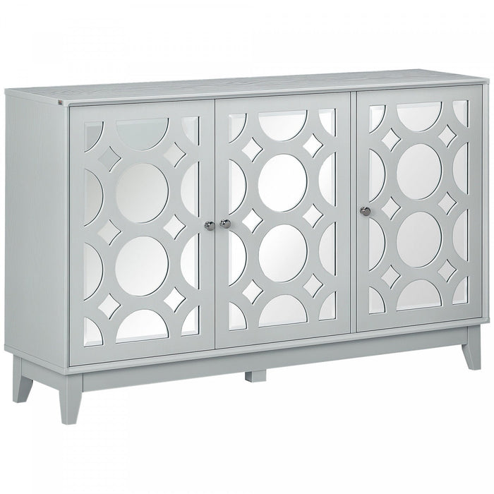 HOMCOM Mirrored Buffet Cabinet Kitchen Sideboard with 2 Cupboard, Gray