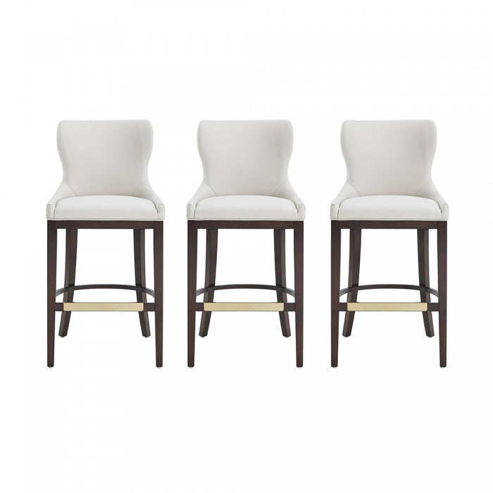 Blair Modern Wood Upholstered Barstool in White - Set of 3 Bar Stool 