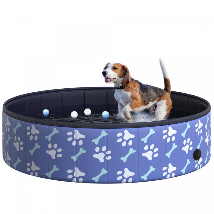 Pawhut Folding Dog Pool Portable Pet Kiddie Swimming Pool, Outdoor/indoor Puppy Bath Tub With Nonsli