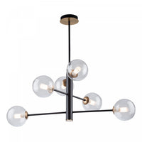 Aurelia Matte Black & Brass 6-Light Chandelier II