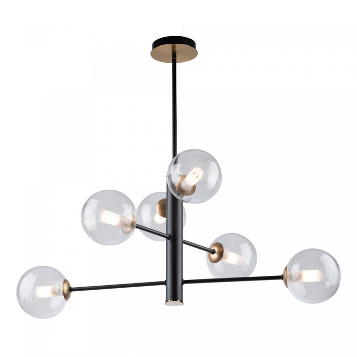 Aurelia Matte Black & Brass 6-Light Chandelier II