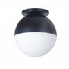 Dainolite Dayana 1 Light Flush Mount Incandescent Matte Black White Glass Lamp