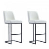 Serena Modern Metal Upholstered Barstool in White - Set of 2 Bar Stool 