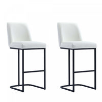 Serena Modern Metal Upholstered Barstool in White - Set of 2 Bar Stool 
