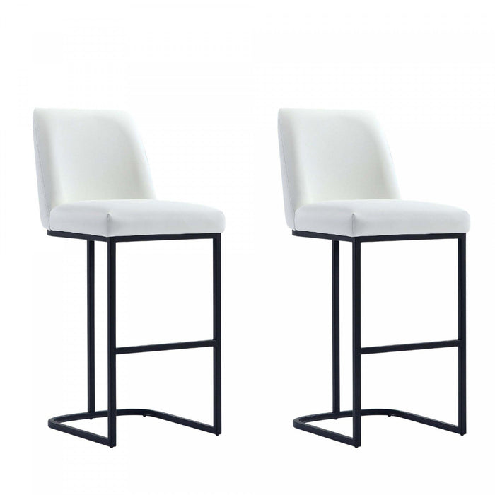 Serena Modern Metal Upholstered Barstool in White - Set of 2 Bar Stool 