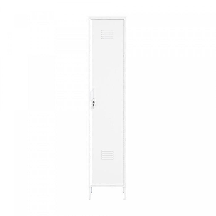 Naomi Modern 15\" Metal Storage Cabinet in White Armoire 