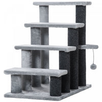 Pawhut Cat Stairs 4 Steps For Bed, Couch With Scratching Posts, Small Cat Tree For Indoor Cats With