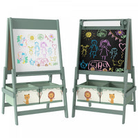 Qaba Art Easel For Kids, 3-in-1 Double-sided Kids Easel With Paper Roll, Whiteboard & Chalkboard, 2 Storage Boxes, Gift For Boys, Girls Ages 3-8, Green