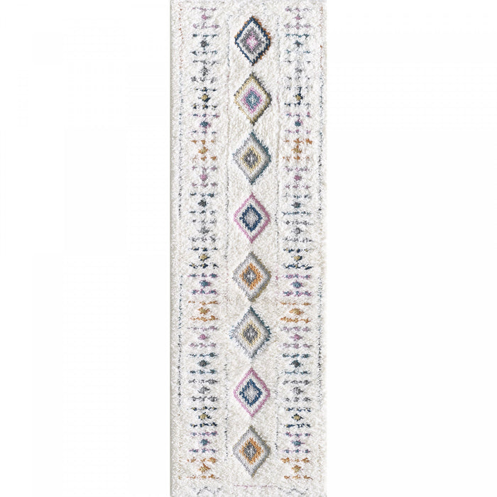 Lola Diamond Motif Shag Area Rug - 2'7\" x 8'