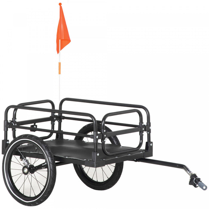 Aosom Bike Trailer Wagon Bicycle Cargo Trailer W/ Suspension, 16\" Wheels 