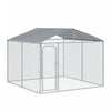 Pawhut Dog Kennel Outdoor Run Fence With Roof, Steel Lock, Mesh Sidewalls For Backyard & Patio, 9.8'