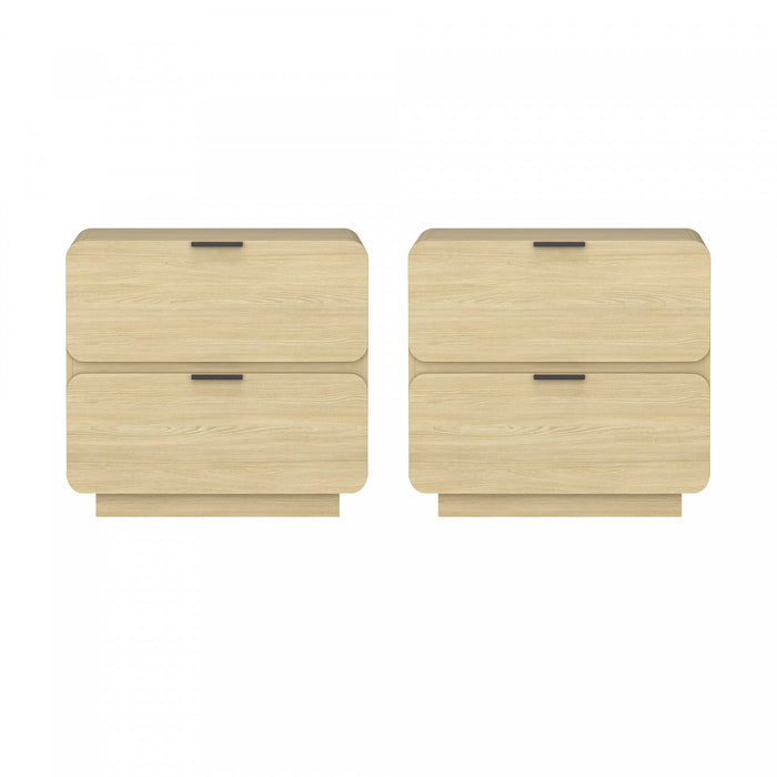 Chrystie Contemporary Modern 26\" Nightstand in Natural (2-Drawer) - Set of 2 