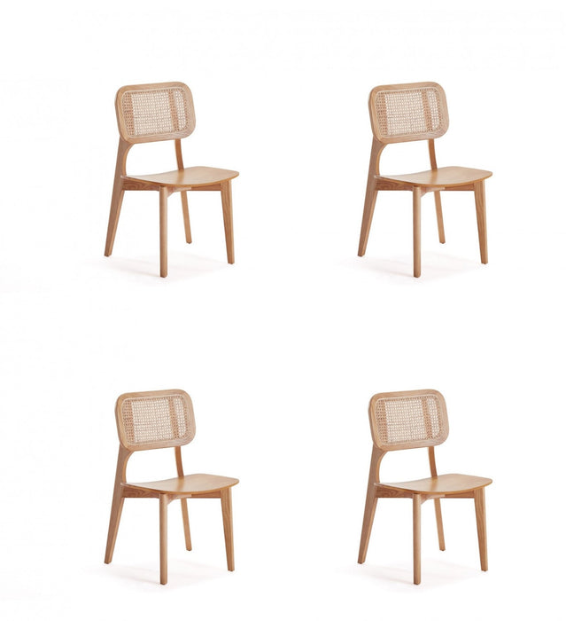 Versailles Industry Chic Wood Dining Chair in Natural - Set of 4 