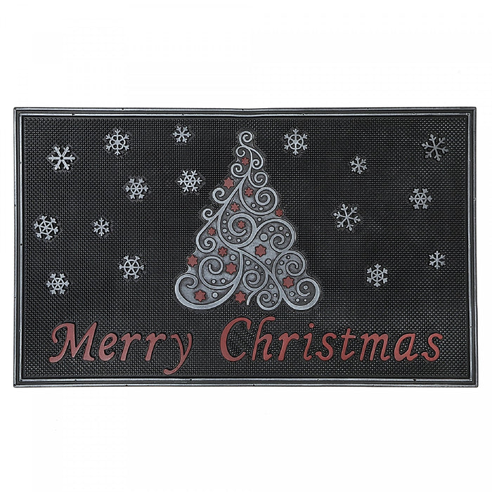 Rubber Single Tree Merry Christmas Floormat