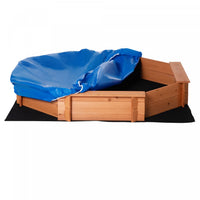 Kids Sandbox With Cover And Seat, Outdoor Children Sand Playset For Backyard, Boys And Girls, Red, 5