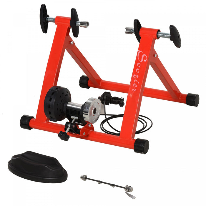 Soozier Bike Trainer Magnetic Bicycle Stand Indoor Exerciser W/ Quick Release Skewer, 5 Levels Resis