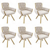 Timothy Velvet Swivel Dining Chairs with Tufted Upholstered and Metal Legs Set of 6, Glod  
