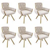 Timothy Velvet Swivel Dining Chairs with Tufted Upholstered and Metal Legs Set of 6, Glod  