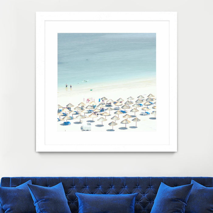 \"Sesimbra I\" Matted and Framed White 30x30 Wall Art