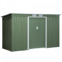 Outsunny 9' X 4' Metal Storage Shed, Garden Tool House With Floor Foundation, Double Sliding Doors, 